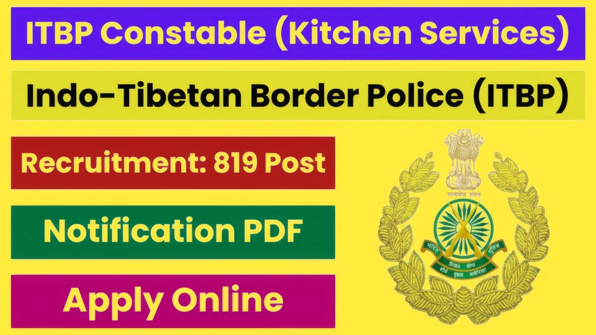 itbp constable kitchen services recruitment 2024